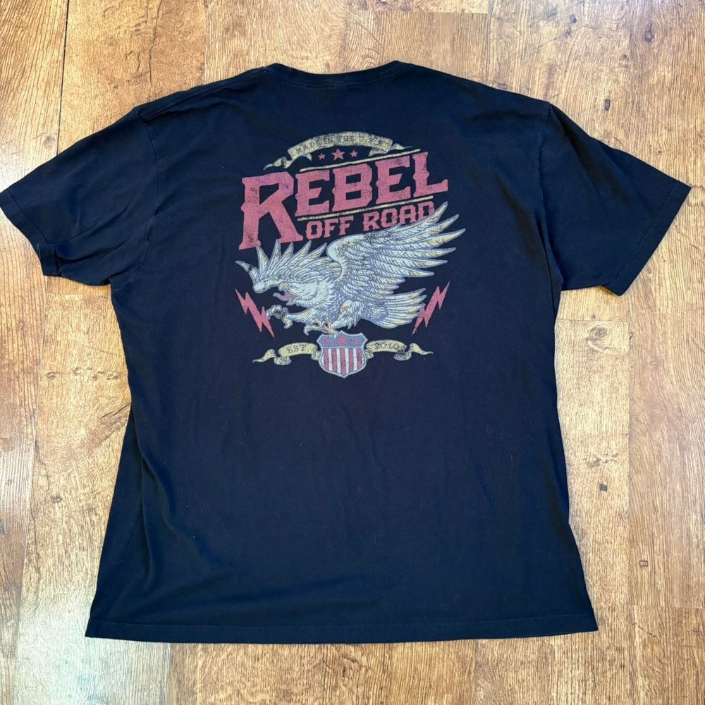 Rebel Off Road T Shirt Mens XXL Faded Black Eagle Graphic Distressed Tee